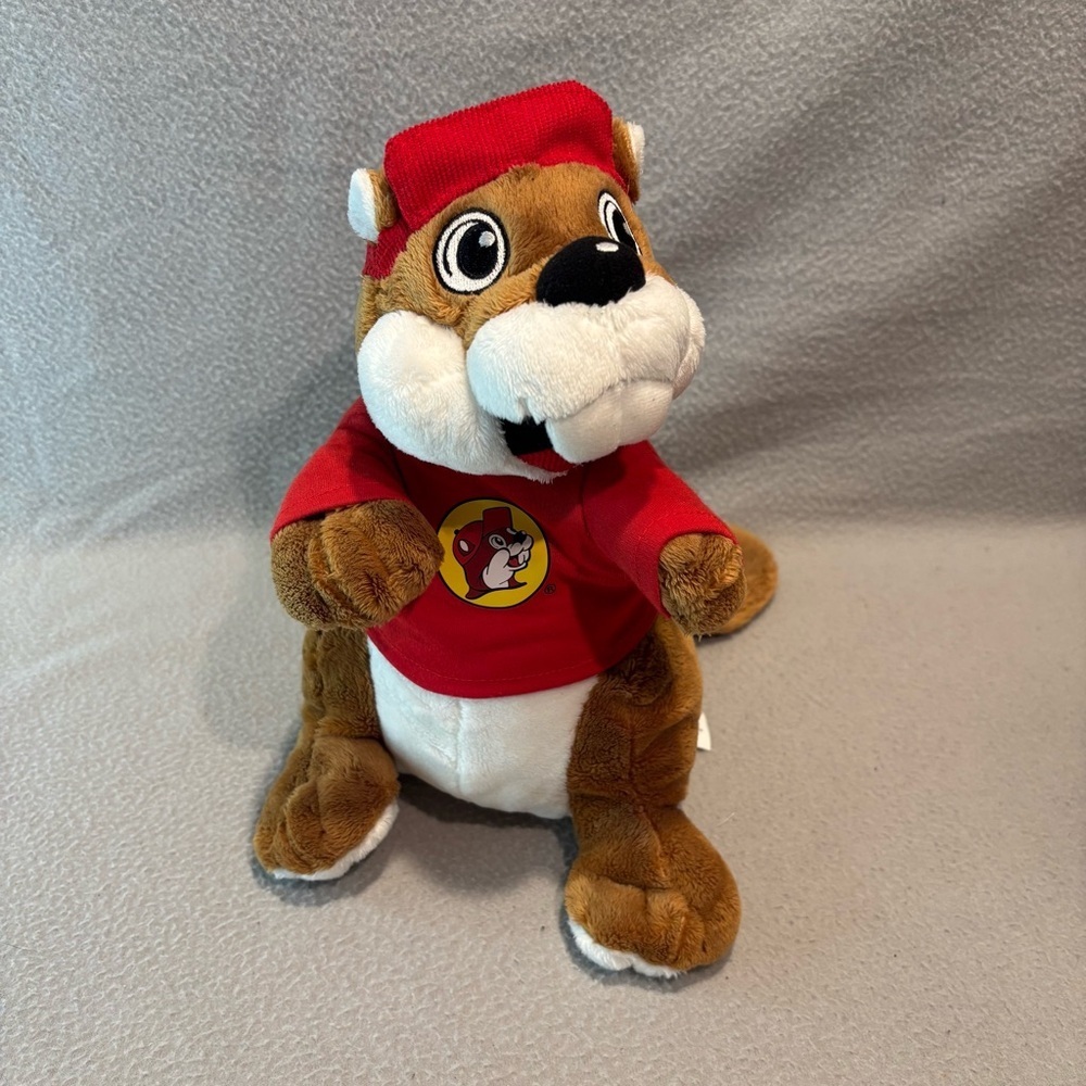 Buc-ees 11" Inch Plush Bucky Beaver Red Hat Red Logo Shirt JAAG Stuffed Animal - Picture 7 of 7